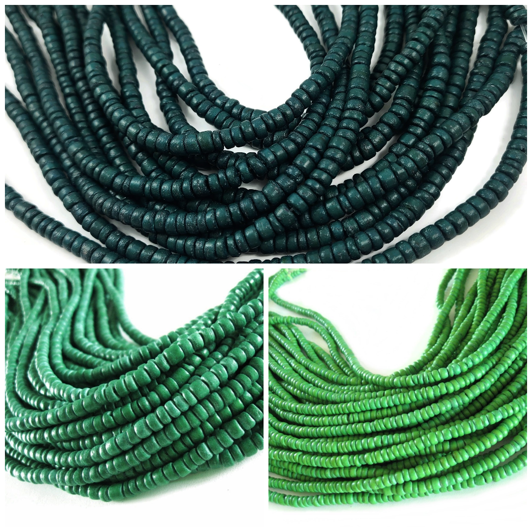 Green coconut rondelle beads 5mm