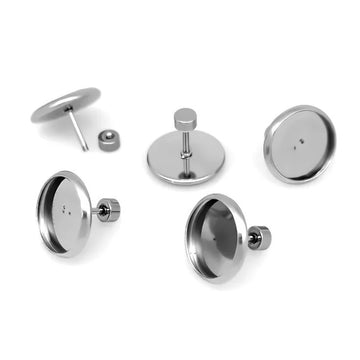 2 Screw back earring stud cabochon settings