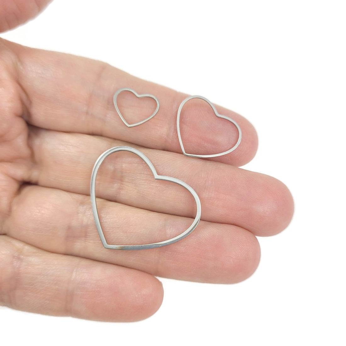1 anneau connecteur coeur en acier inoxydable