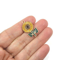 1 Sunflower enamel charms