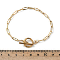 1 Stainless steel gold paperclip chain bracelet, Toggle clasp