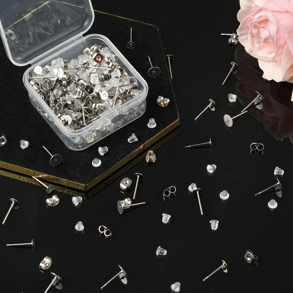 Kit pour la fabrication de boucles d'oreille, Clous et stoppeurs en acier inoxydable