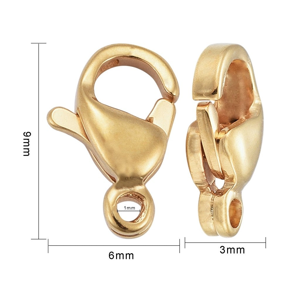 5 PVD gold stainless steel lobster clasps