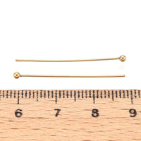 10 goupilles à tête sphérique en acier inoxydable plaqué or PVD - calibre 24