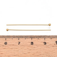 10 goupilles à tête sphérique en acier inoxydable plaqué or PVD - calibre 24