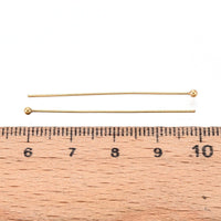 10 goupilles à tête sphérique en acier inoxydable plaqué or PVD - calibre 24