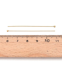 10 goupilles à tête sphérique en acier inoxydable plaqué or PVD - calibre 24