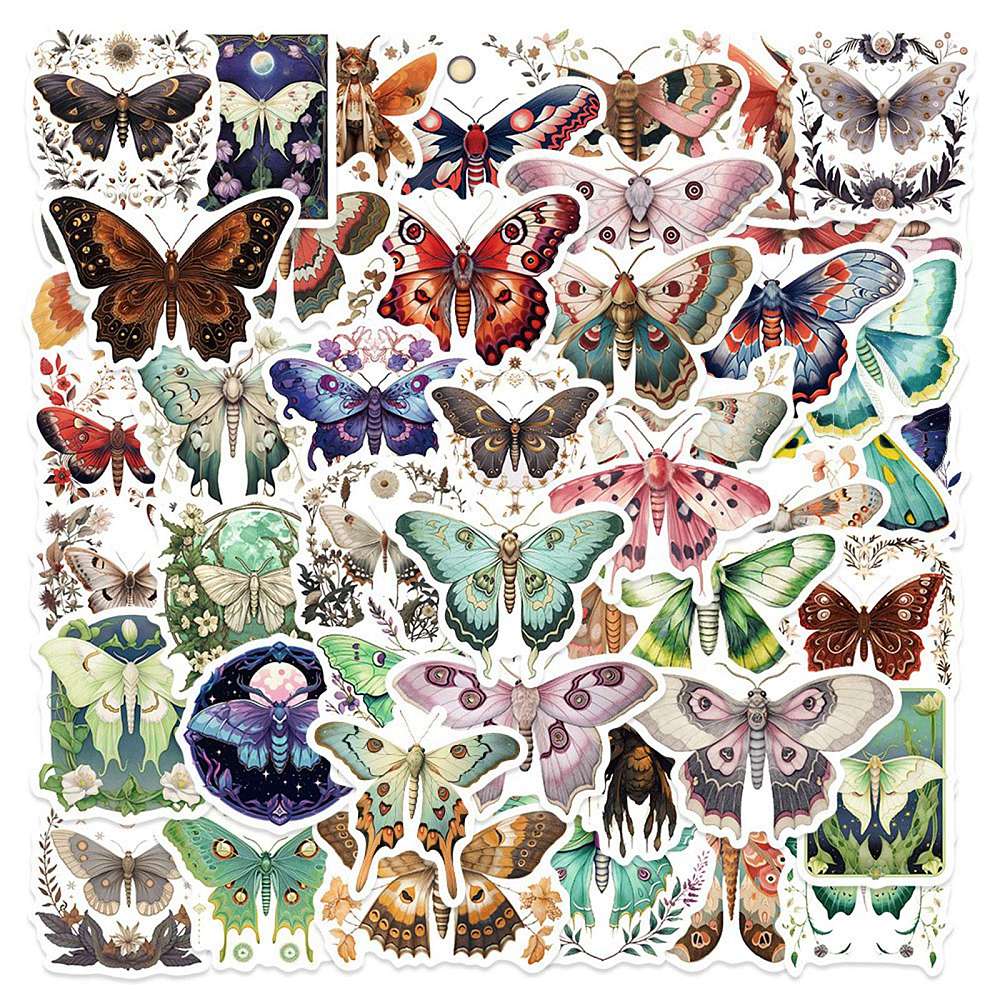 50 butterfly vinyl sticker pack