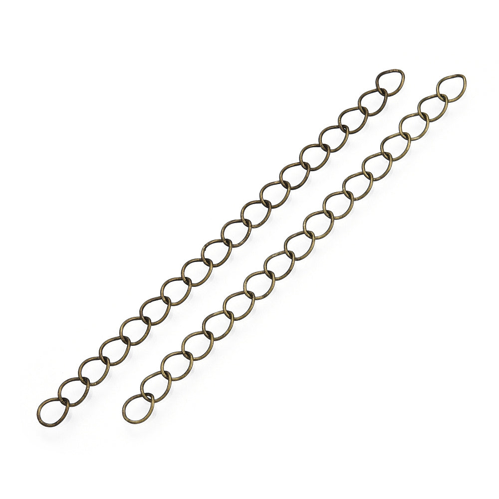 10 antique bronze extender chains 70mm