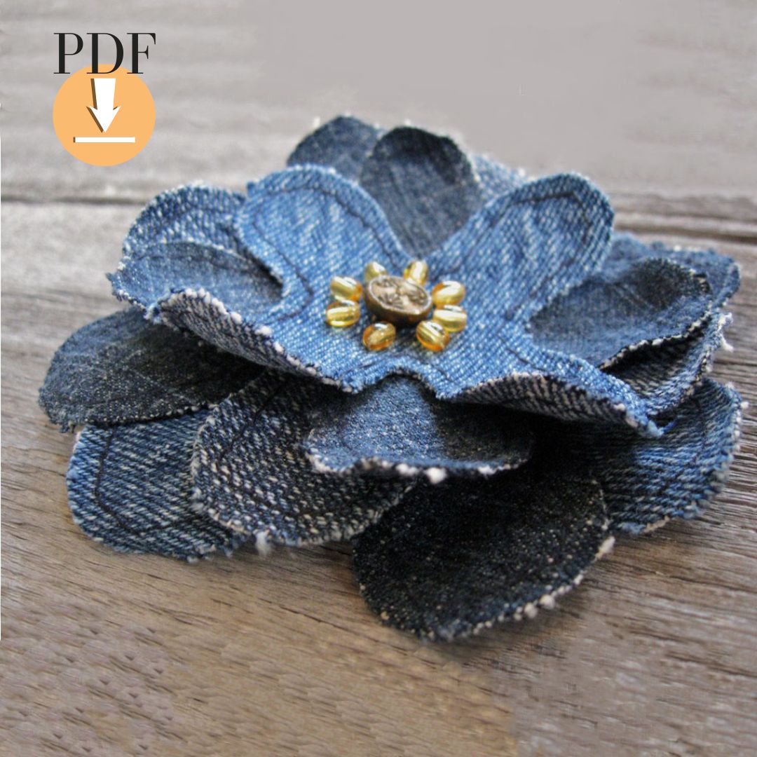 Making flowers with jeans – sewing pattern and DIY tutorial