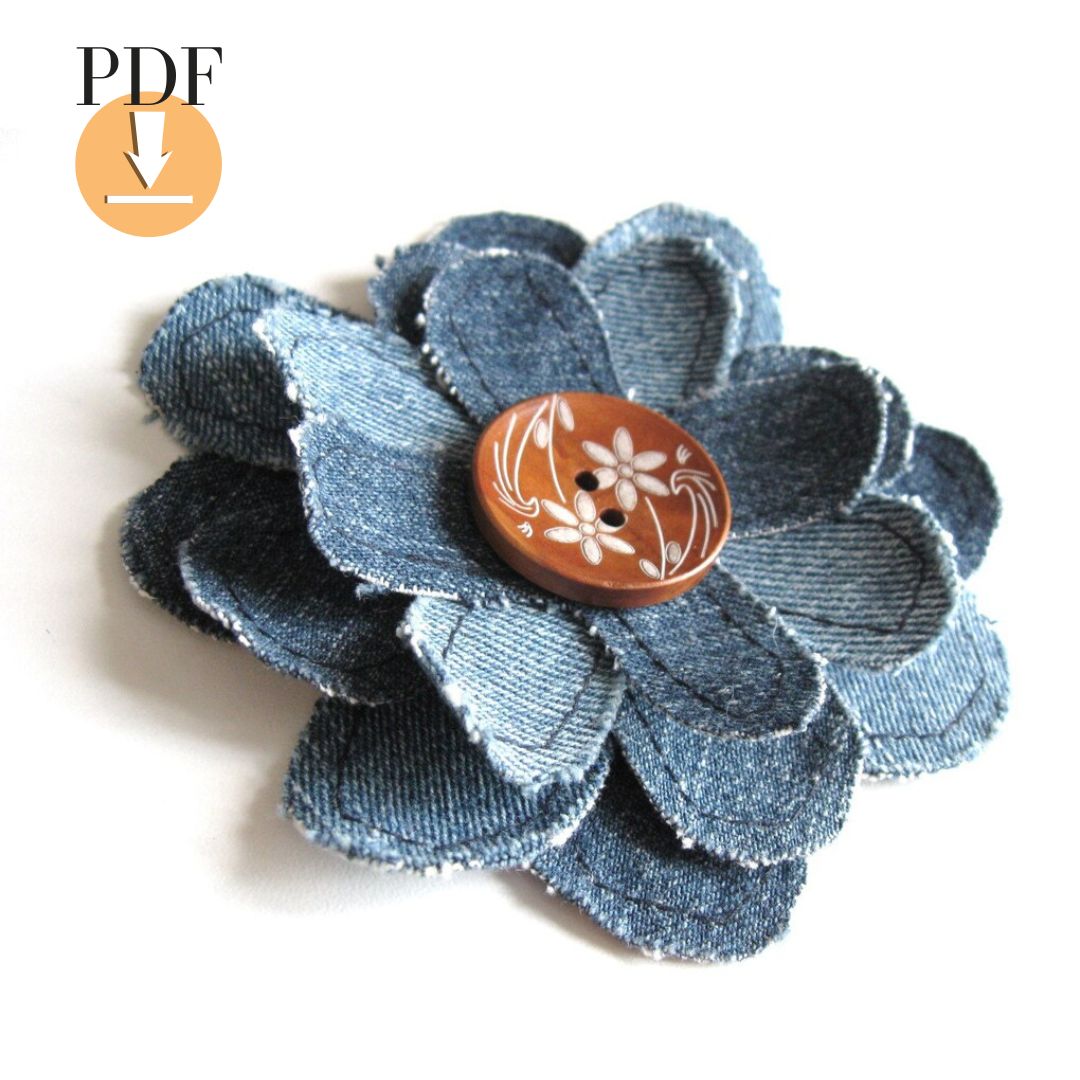 Making flowers with jeans – sewing pattern and DIY tutorial