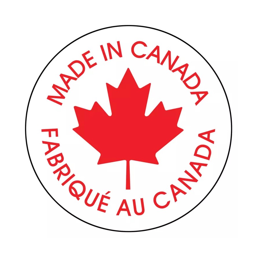 50 Made In Canada Labels - round sticker tags 1"