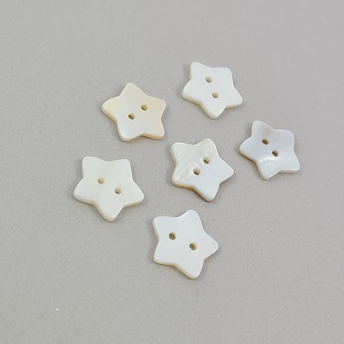 6 Mother of Pearl Star Sewing Buttons 15mm