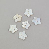 6 Mother of Pearl Star Sewing Buttons 15mm
