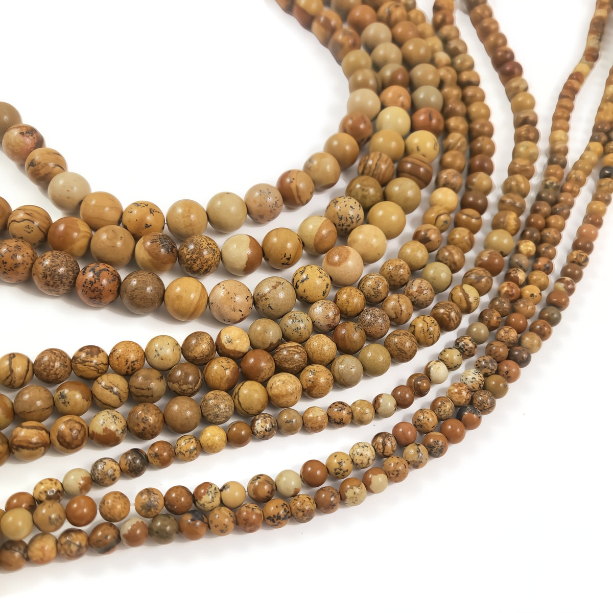 Natural Picture Jasper Beads – Round Gemstone Strand in 4mm, 6mm, 8mm
