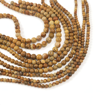 Natural Picture Jasper Beads – Round Gemstone Strand in 4mm, 6mm, 8mm