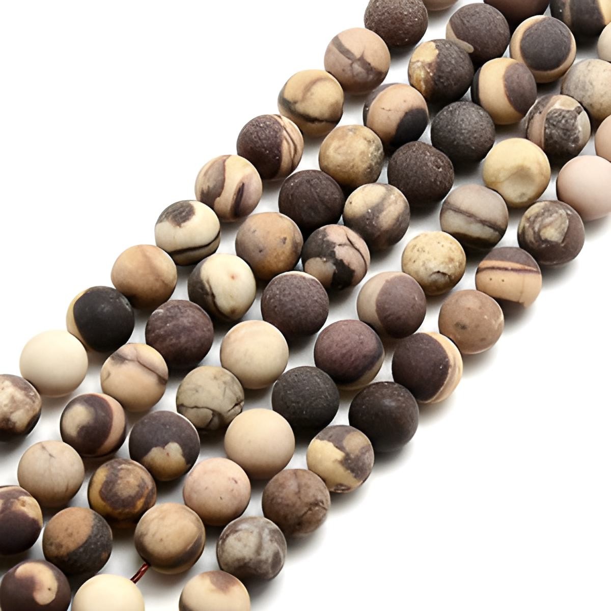 Natural Zebra Jasper Stone Frosted Beads Strands 6mm Round