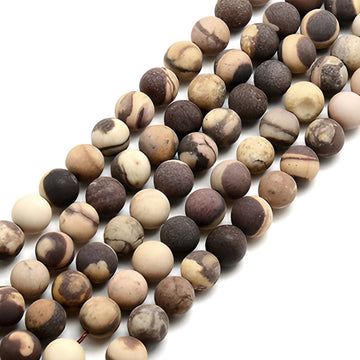Natural Zebra Jasper Stone Frosted Beads Strands 6mm Round