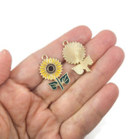 1 Sunflower enamel charms
