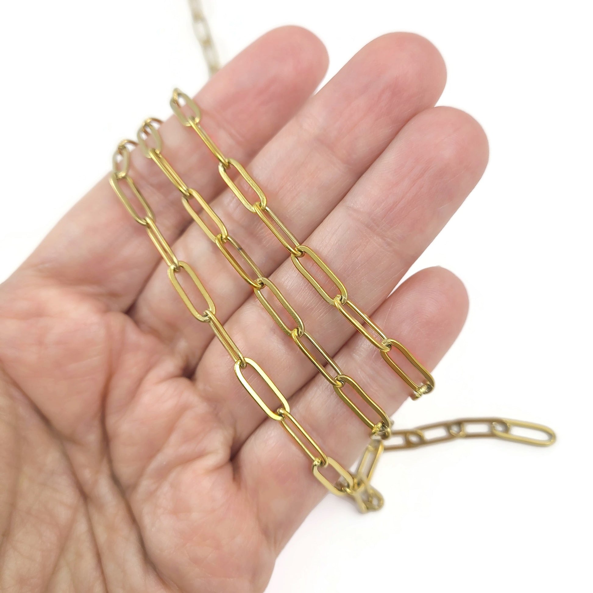 Chaîne trombone en acier inoxydable doré 12x4x1mm