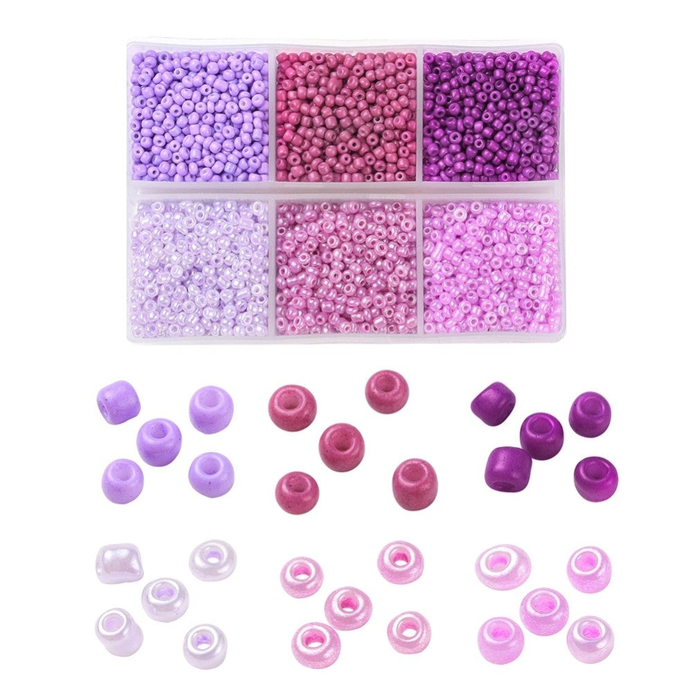 Kit de perles de rocaille en verre 2mm, Assortiments de 4500pcs