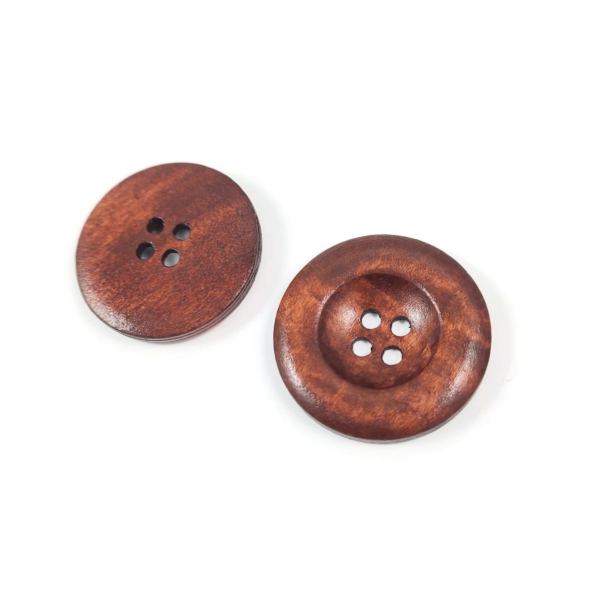 Bouton de bois marron foncé de 3.5cm - ensemble de 6 boutons en bois naturel