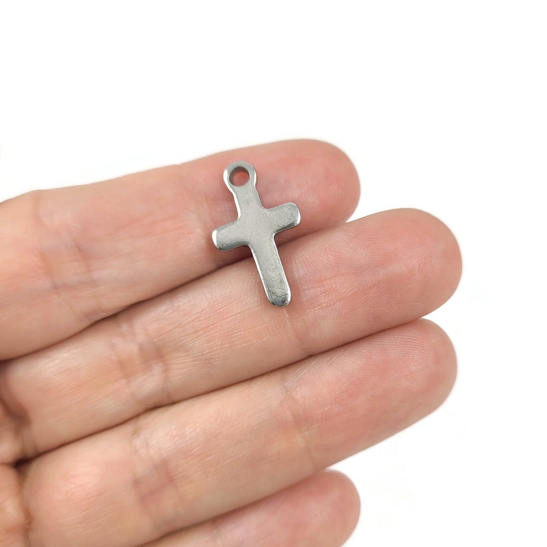5 Rustic stainless steel cross charms 20mm