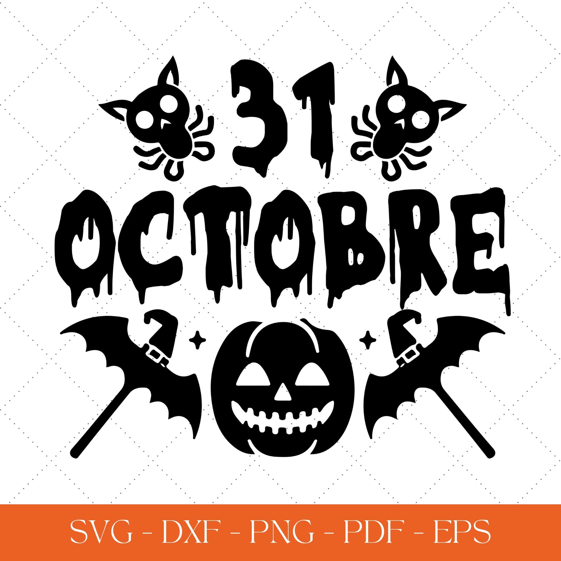 Assortiment HALLOWEEN, Lot de fichiers de découpe SVG, PNG pour impression