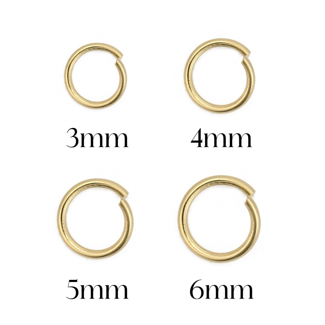 Gold stainless steel open jump rings 3, 4, 5 or 6mm - 200pcs