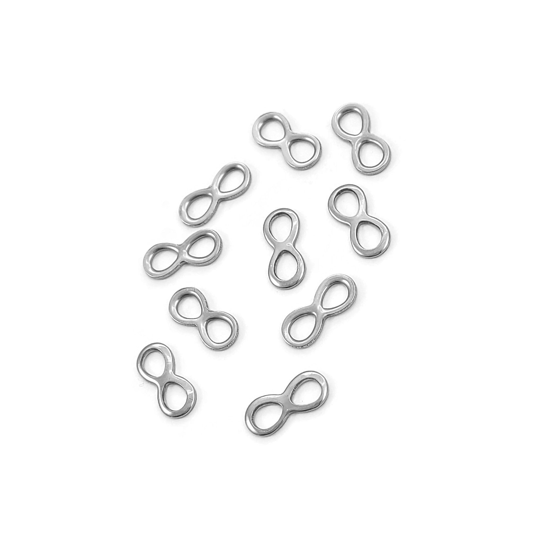 10 petits connecteurs infinis en acier inoxydable 10 x 5mm