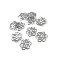 10 coupelles marguerites en acier inoxydable 14mm