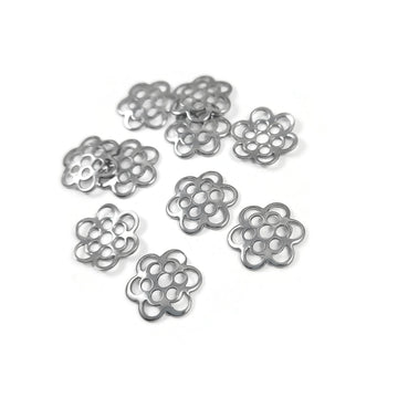 10 coupelles marguerites en acier inoxydable 14mm