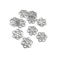 10 coupelles marguerites en acier inoxydable 14mm