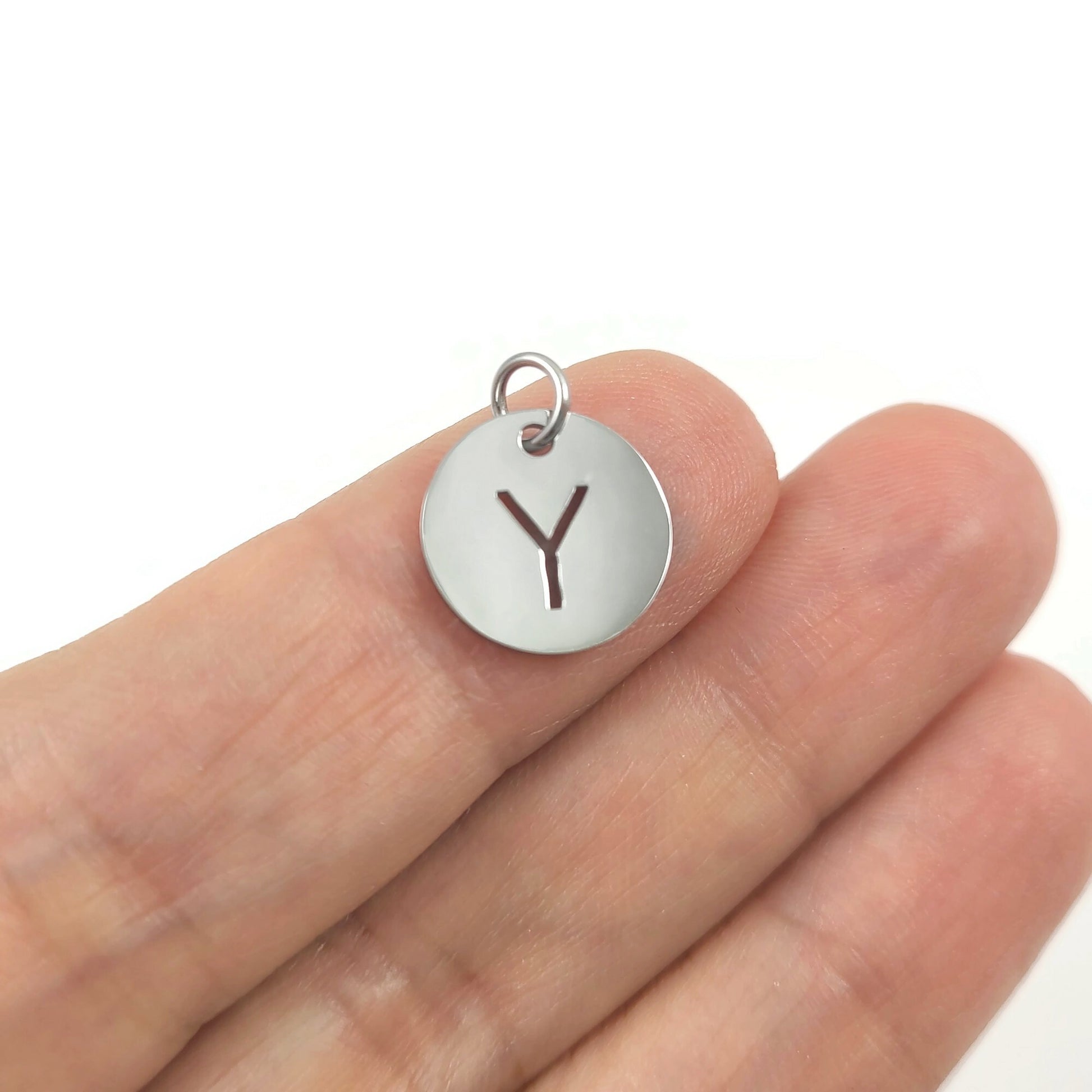 1 Stainless steel coin letter charm