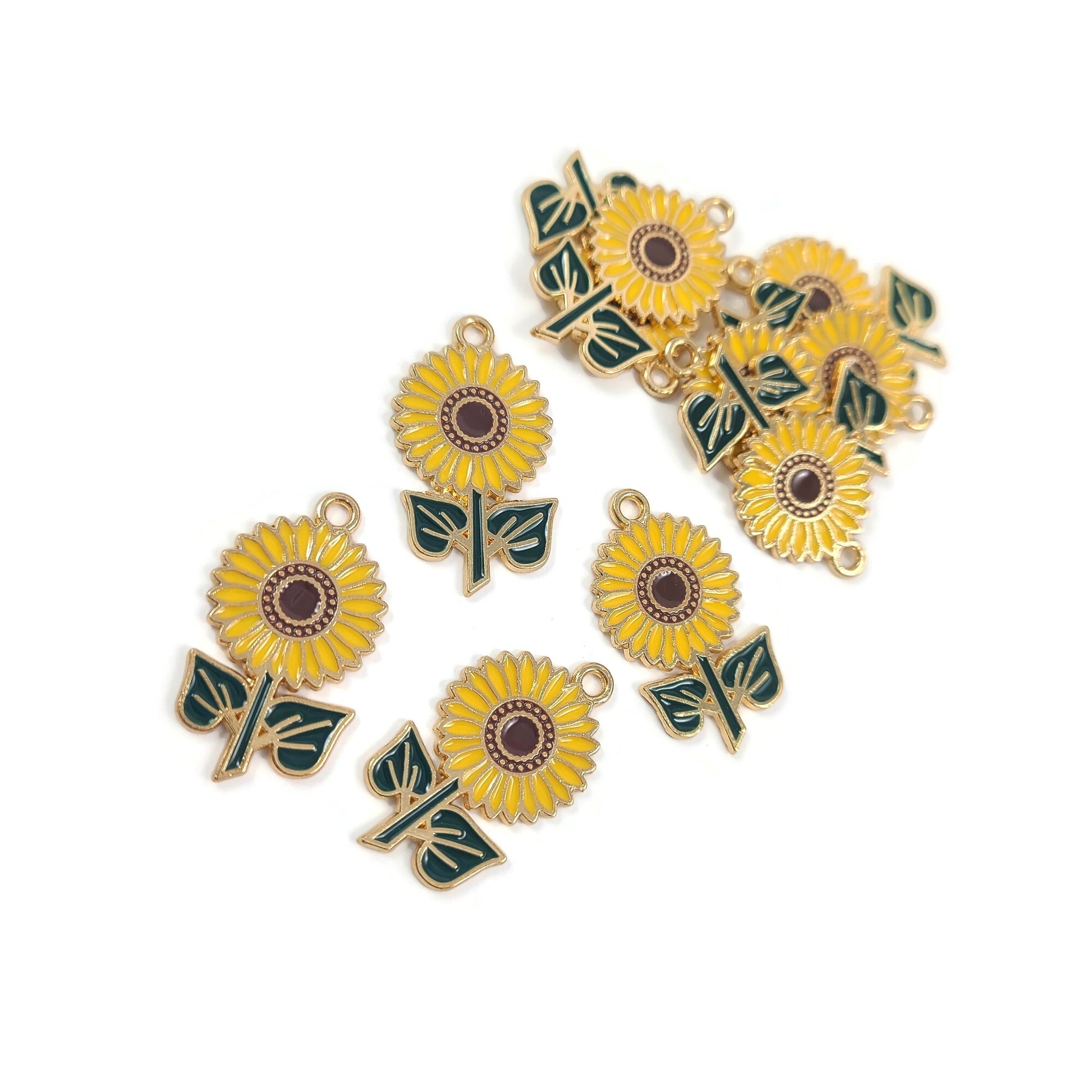 1 Sunflower enamel charms