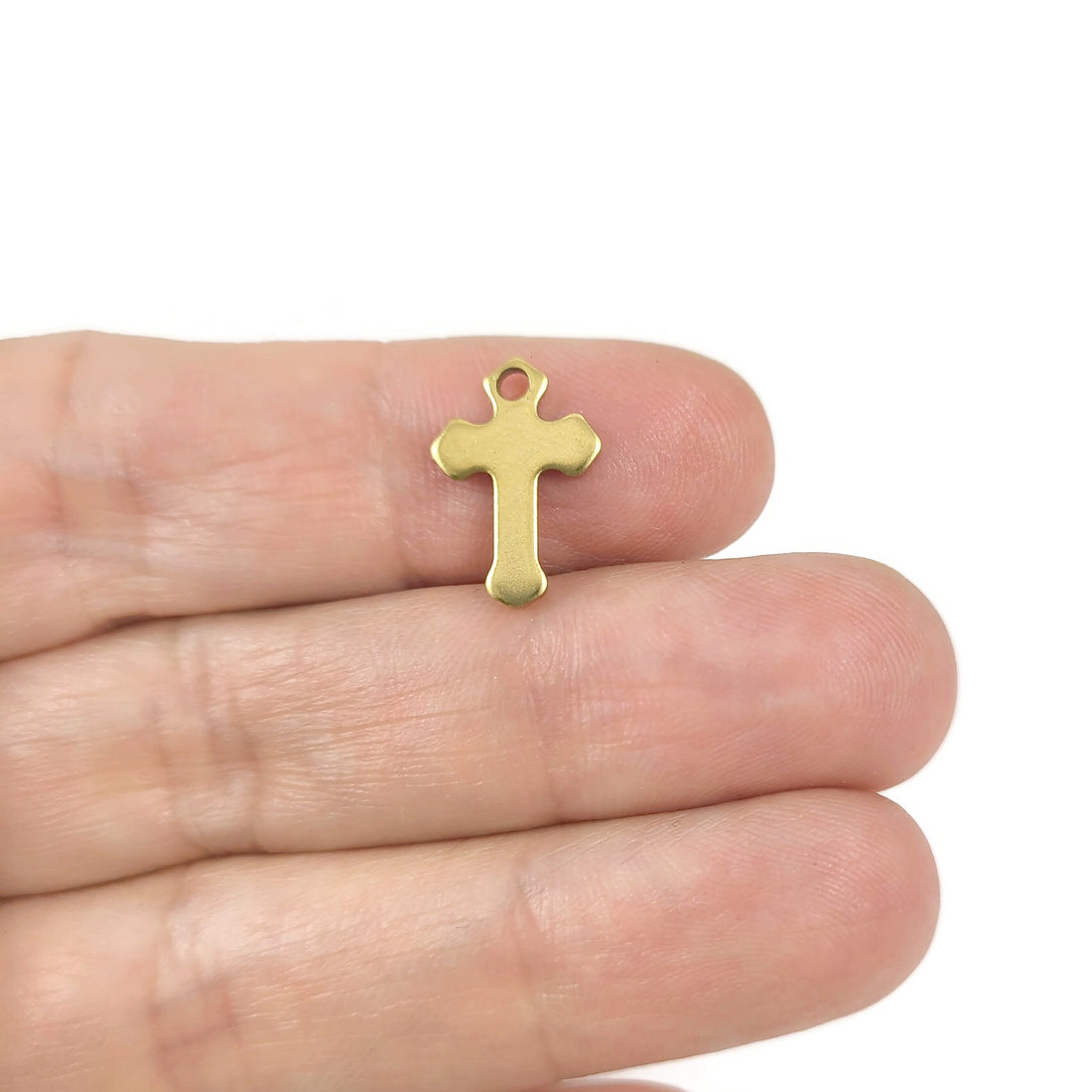 5 Tiny gold stainless steel cross charms
