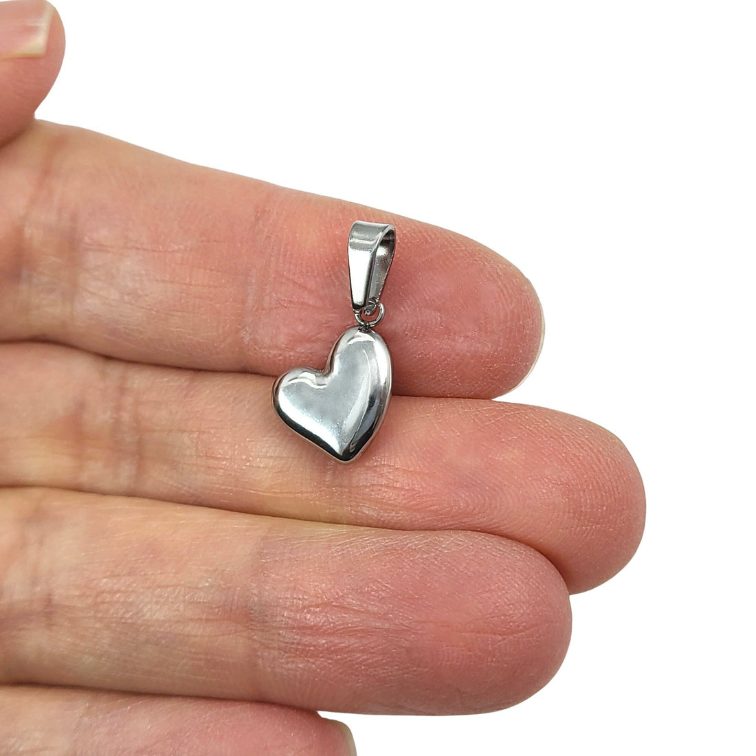 1 Pendentif coeur en acier inoxydable