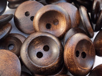 6 Round edge olive wooden buttons 15mm, Made in Italy