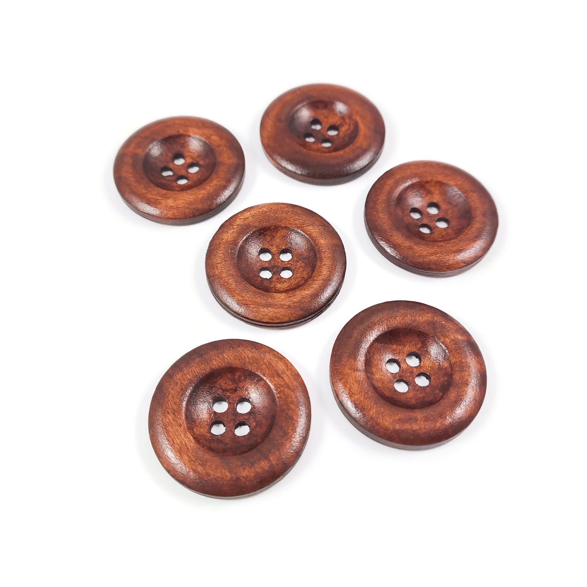 Bouton de bois marron foncé de 3.5cm - ensemble de 6 boutons en bois naturel