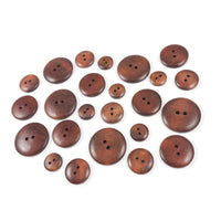 6 Warm brown wooden sewing buttons 15mm, 20mm, 25mm, 30mm