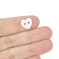 6 Bouton coeur en nacre naturel 11mm