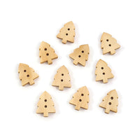10 boutons sapins en bois naturel 14mm