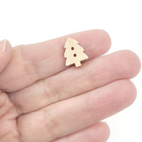 10 boutons sapins en bois naturel 14mm