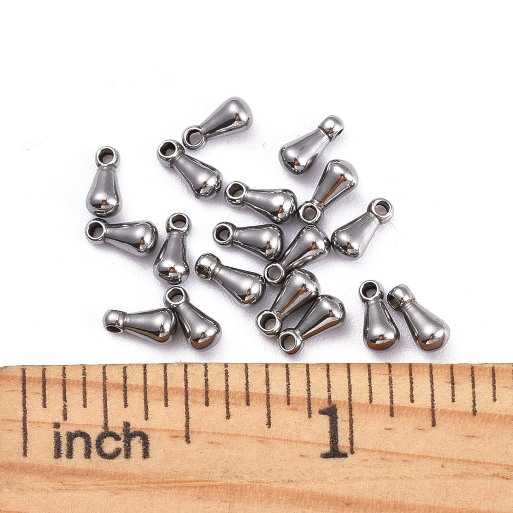 10 breloques gouttes en acier inoxydable 6mm