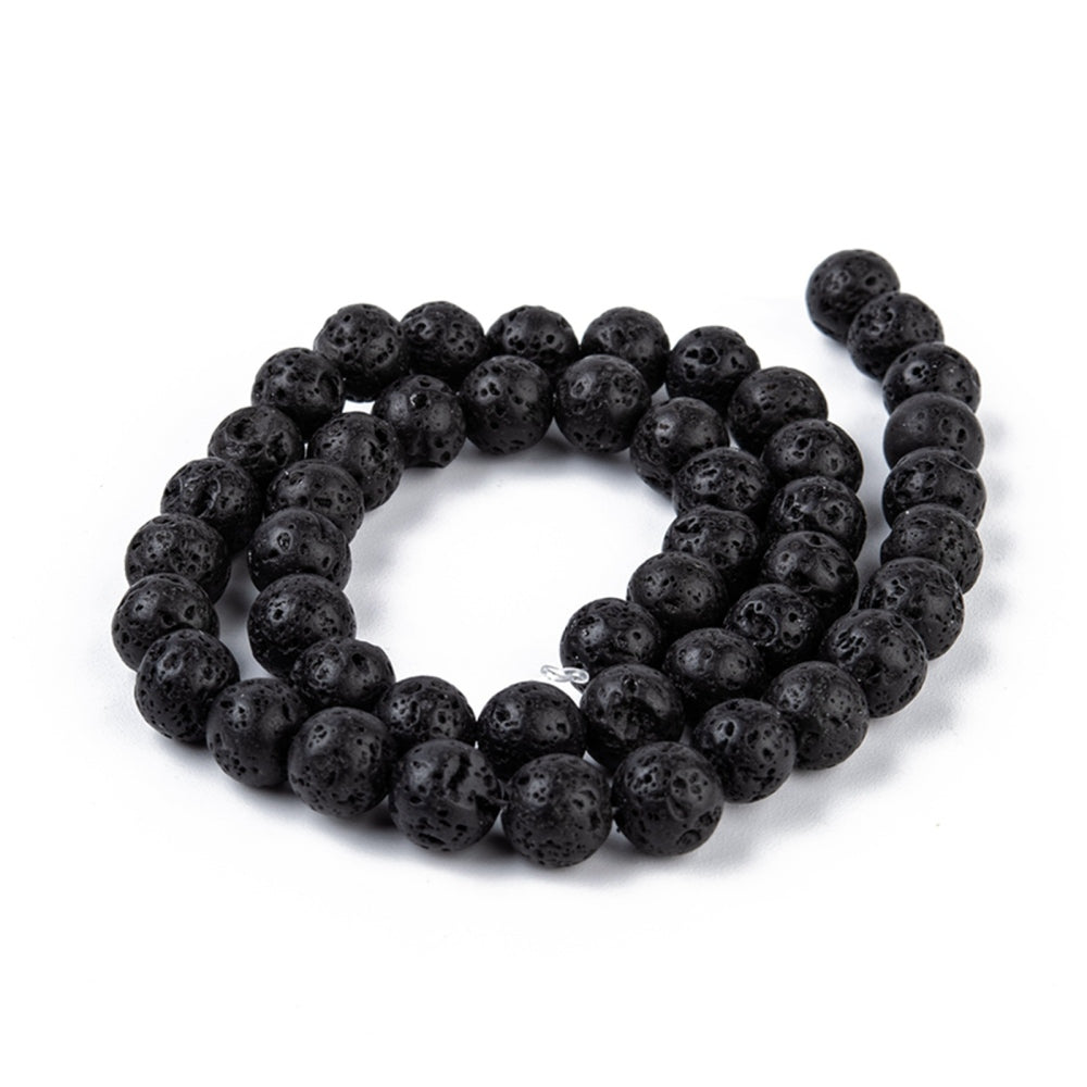 Natural black lava beads