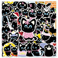 50 cute black cat vinyl sticker pack
