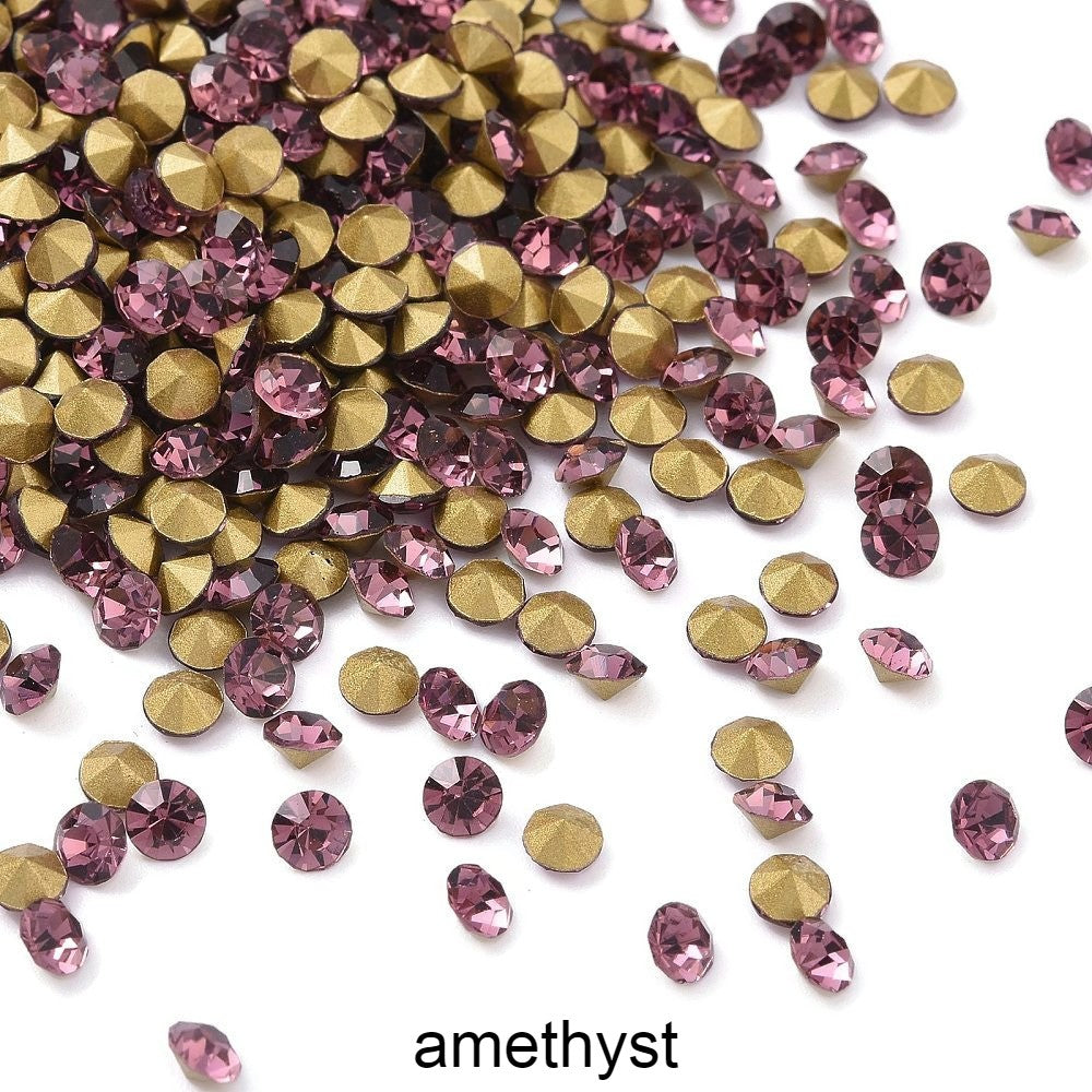 100 strass pointus, Cabochons style diamant en verre, 4mm 5mm
