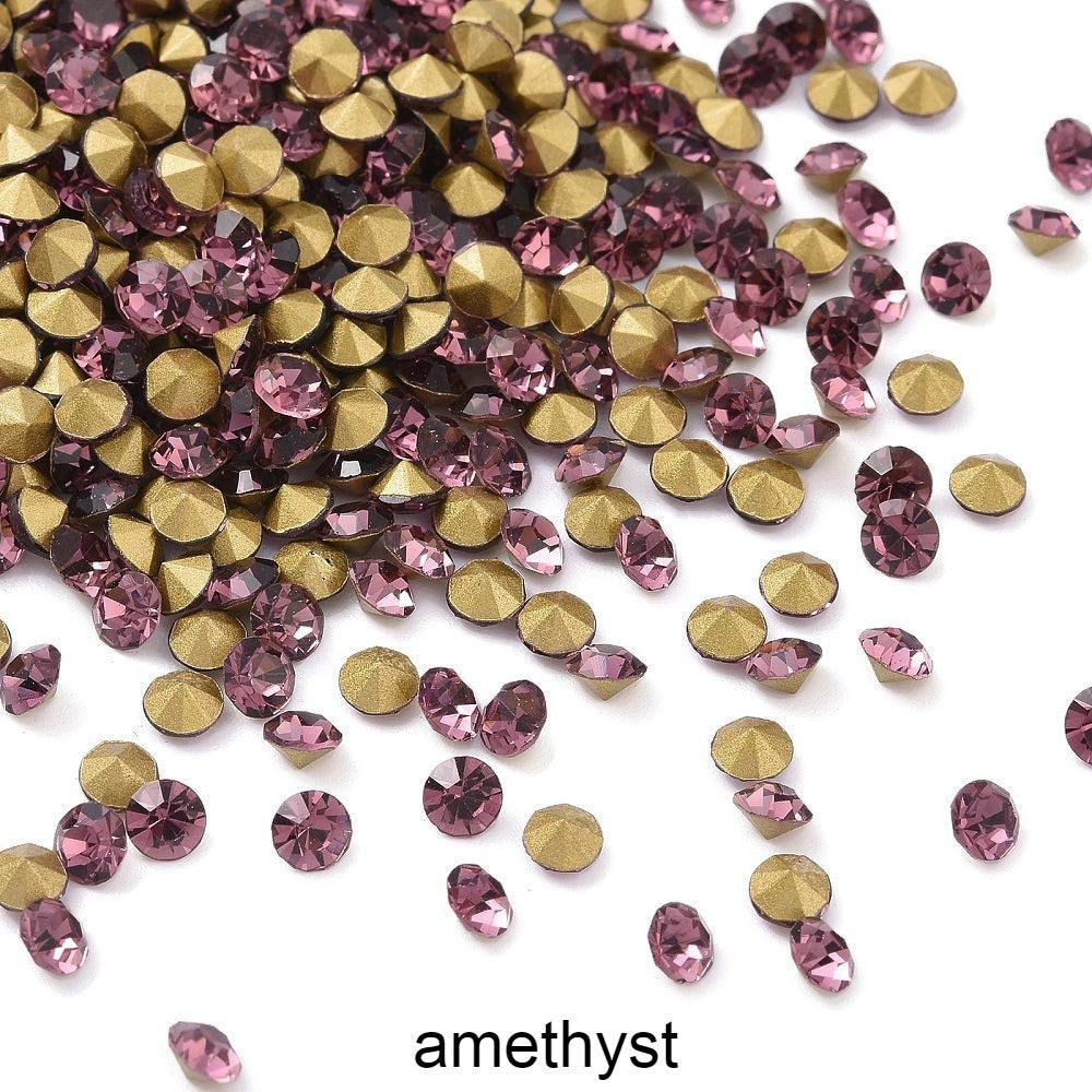 Pointed Back Rhinestones Mix Pointed back rhinestones, Faceted glass chatons for jewelry making
