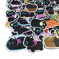 50 cute black cat vinyl sticker pack