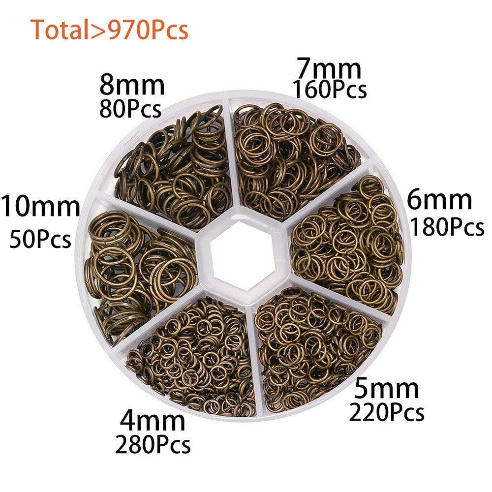 Kit pour la fabrication de bijoux, 970pcs anneaux 4mm à 10mm, Hypoallergène sans nickel
